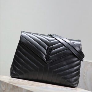 Yves Saint Laurent Black Chevron Shoulder Bag